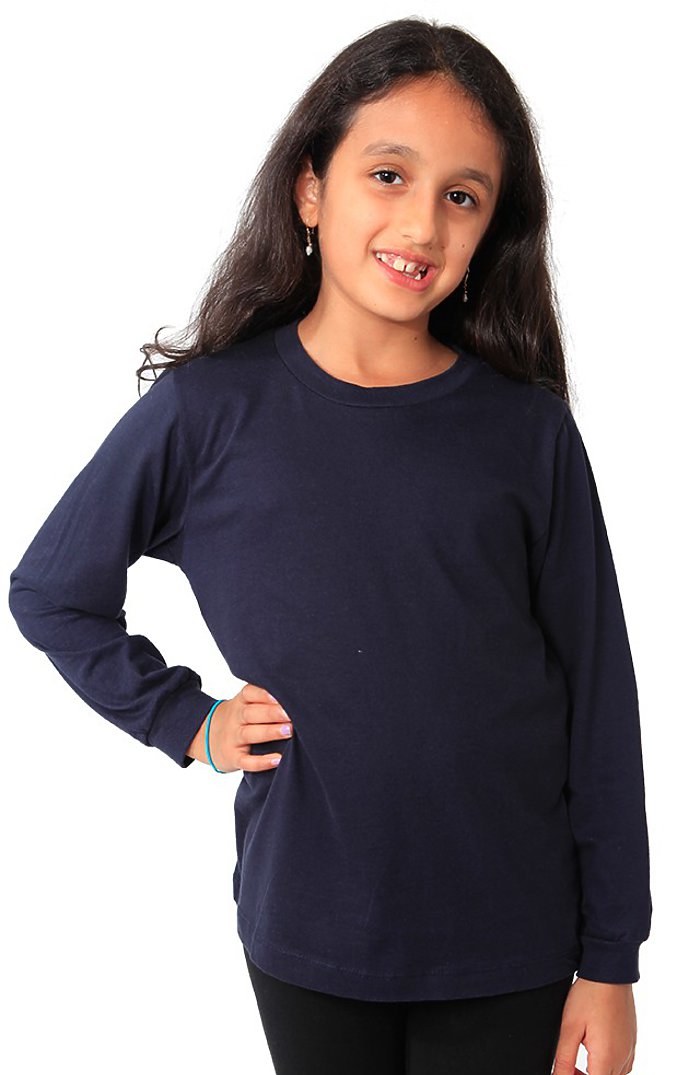 Royal Apparel 5022 Youth Long Sleeve Crew Tee - Navy