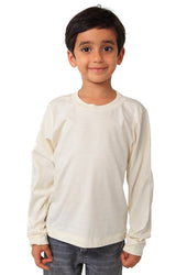 Royal Apparel 5022ORG Youth Organic Long Sleeve Crew Tee - Natural