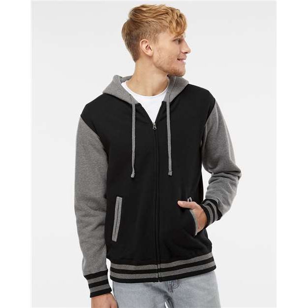 Independent Trading Co. Heavyweight Varsity Full-Zip Hooded Sweatshirt - Independent Trading Co. IND45UVZ Independent Trading Co. Black/ Gunmetal Heather XS