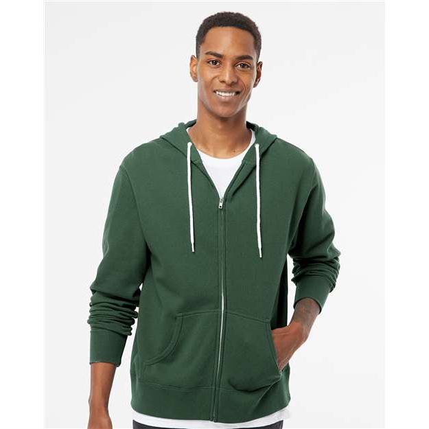 Independent Trading Co. Lightweight Full-Zip Hooded Sweatshirt - Independent Trading Co. AFX90UNZ Independent Trading Co. Alpine Green XS