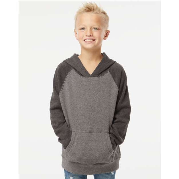 Independent Trading Co. Youth Lightweight Special Blend Raglan Hooded Sweatshirt - Independent Trading Co. PRM15YSB Independent Trading Co. Nickel/ Carbon XS