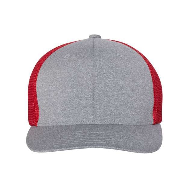 Flexfit Mélange Trucker Cap - Flexfit 6311 Flexfit Heather Grey/ Red One Size