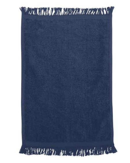 Q-Tees Fringed Fingertip Towel - Q-Tees T100 Q-Tees Navy One Size