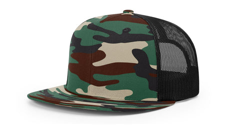 Richardson Wool Blend Flat Bill Trucker Cap - Richardson 511 Richardson Green Camo/Black Adjustable