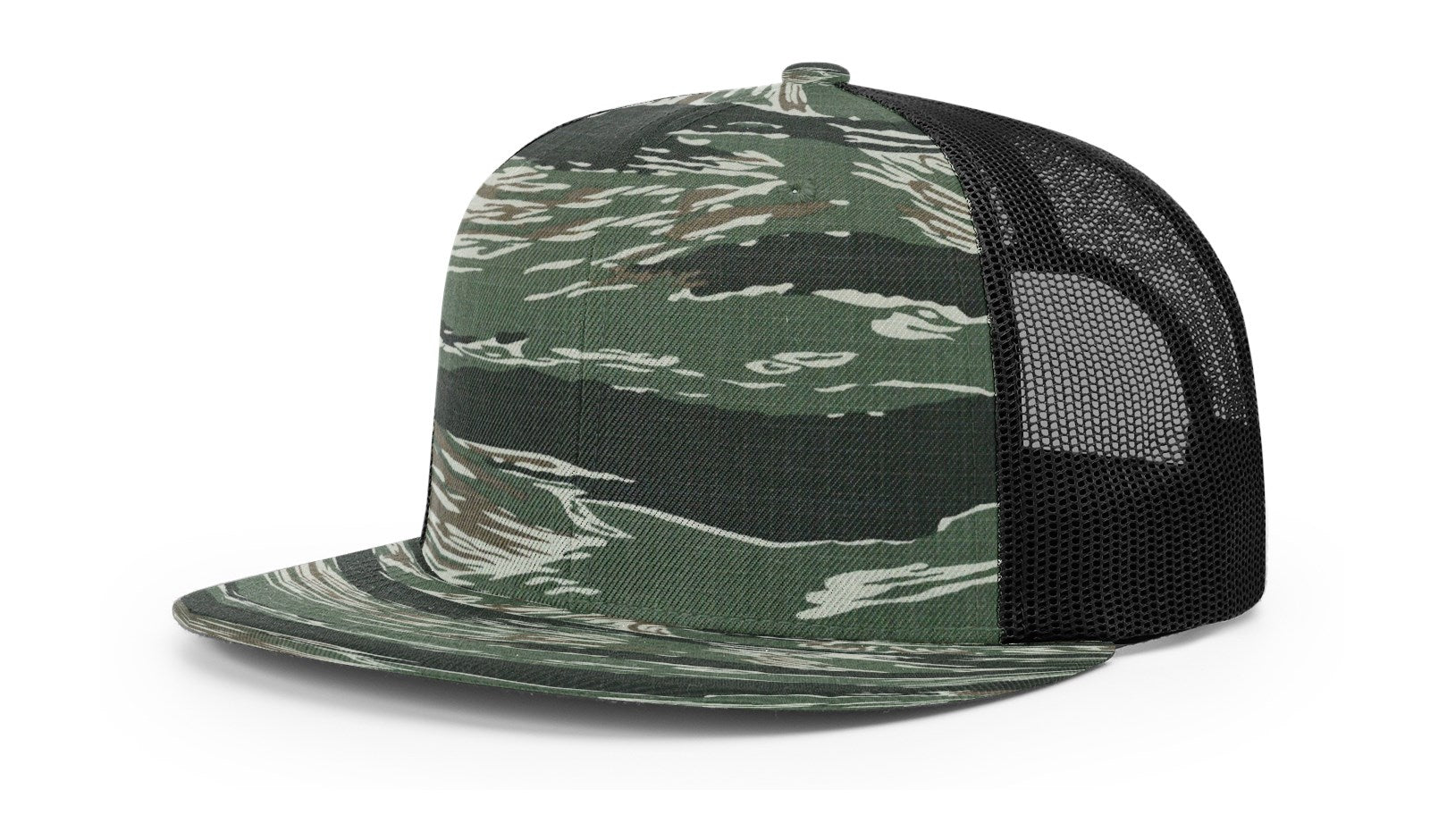 Richardson Wool Blend Flat Bill Trucker Cap - Richardson 511 Richardson Tiger Camo/Black Adjustable