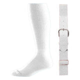 Baseball Socks & Belt Combo Set ( All Sizes & Colors Available) Accessories Joe's USA White Youth