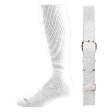 Baseball Socks & Belt Combo Set ( All Sizes & Colors Available) Accessories Joe's USA White Youth