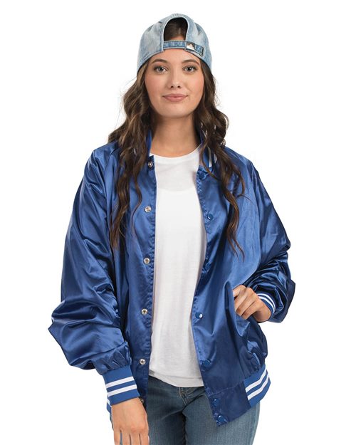 Augusta Sportswear Unisex Satin Baseball Jacket Striped Trim - Augusta Sportswear 3610