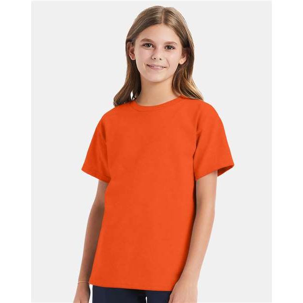 Hanes Essential-T Youth T-Shirt - Orange - Hanes 5480 Hanes Orange XS