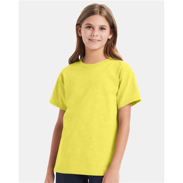 Hanes Essential-T Youth T-Shirt - Yellow - Hanes 5480 Hanes Yellow XS