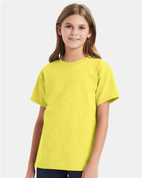 Hanes Essential-T Youth T-Shirt - Yellow - Hanes 5480 Hanes