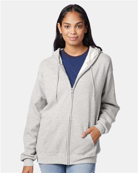 Hanes Ecosmart® Full-Zip Hooded Sweatshirt - Hanes P180 Hanes Ash S