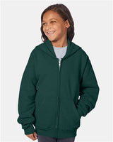 Hanes P480 Youth EcoSmart Full-Zip Hooded Sweatshirt