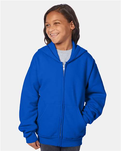 Hanes EcoSmart® Youth Full-Zip Hooded Sweatshirt - Hanes P480 Hanes