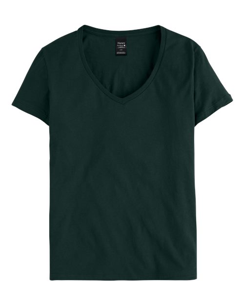 Hanes Perfect-T Women’s V-Neck T-Shirt - Deep Forest - Hanes S04V Hanes Deep Forest XS