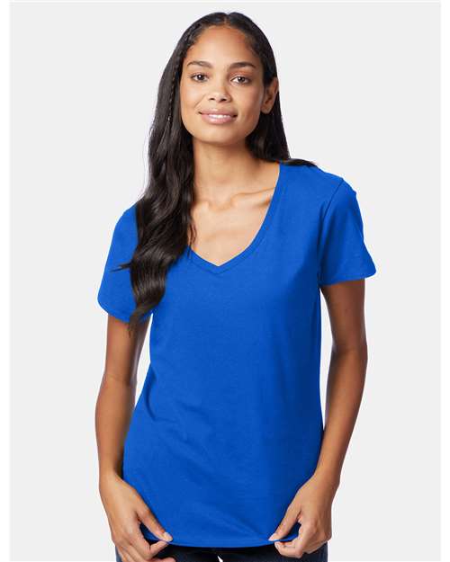 Hanes Perfect-T Women’s V-Neck T-Shirt - Deep Royal - Hanes S04V Hanes Deep Royal XS