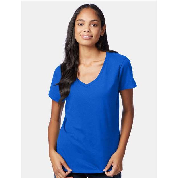 Hanes Perfect-T Women’s V-Neck T-Shirt - Deep Royal - Hanes S04V Hanes