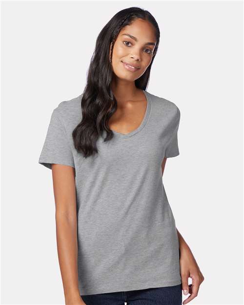 Hanes Perfect-T Women’s V-Neck T-Shirt - Light Steel - Hanes S04V Hanes Light Steel XS