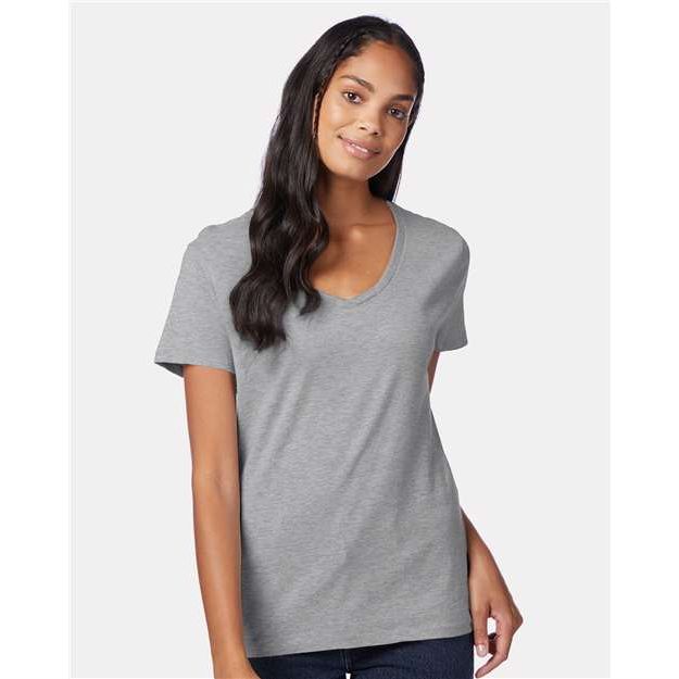 Hanes Perfect-T Women’s V-Neck T-Shirt - Light Steel - Hanes S04V Hanes