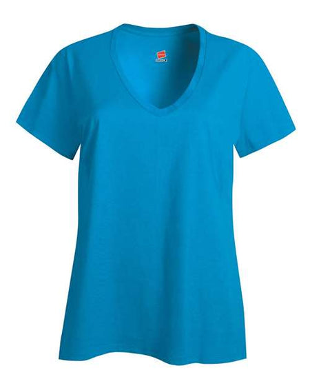 Hanes Perfect-T Women’s V-Neck T-Shirt - Teal - Hanes S04V Hanes