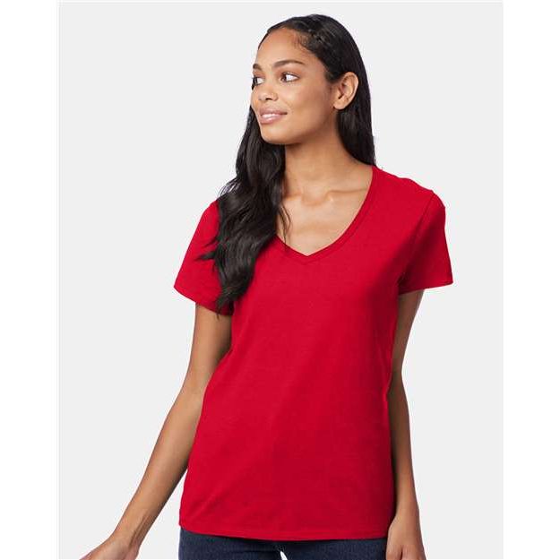 Hanes Perfect-T Women’s V-Neck T-Shirt - Deep Red - Hanes S04V Hanes