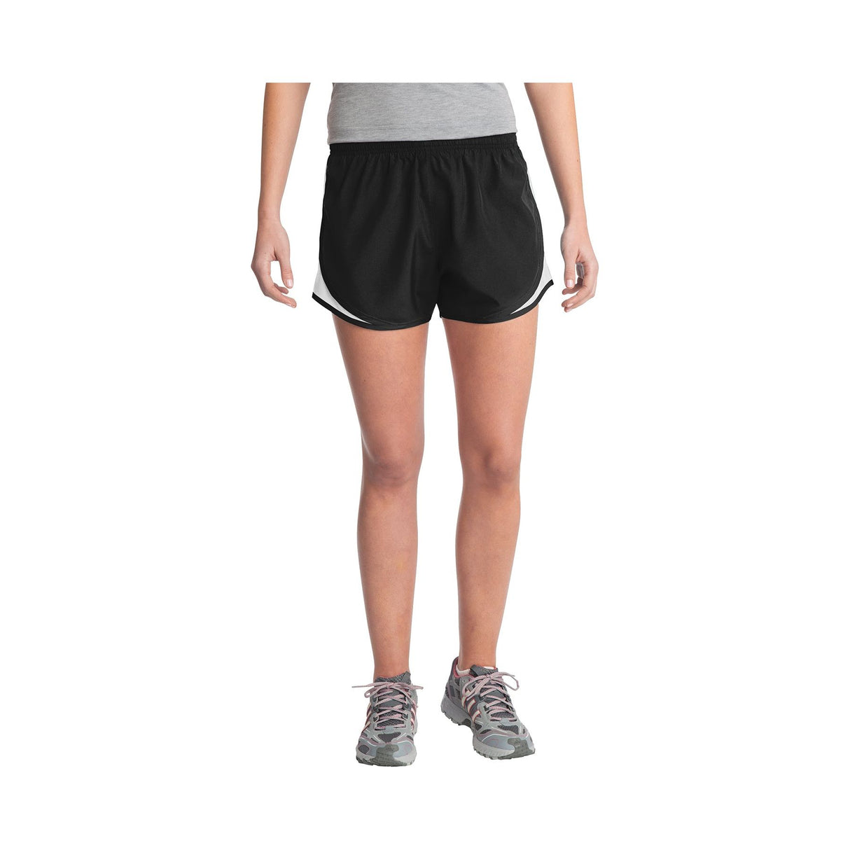 DRIEQUIP Ladies Moisture-Wicking Track & Field Running Shorts in Ladies Sizes: XS-4XL Women's DRI-EQUIP Black/White/Black X-Small