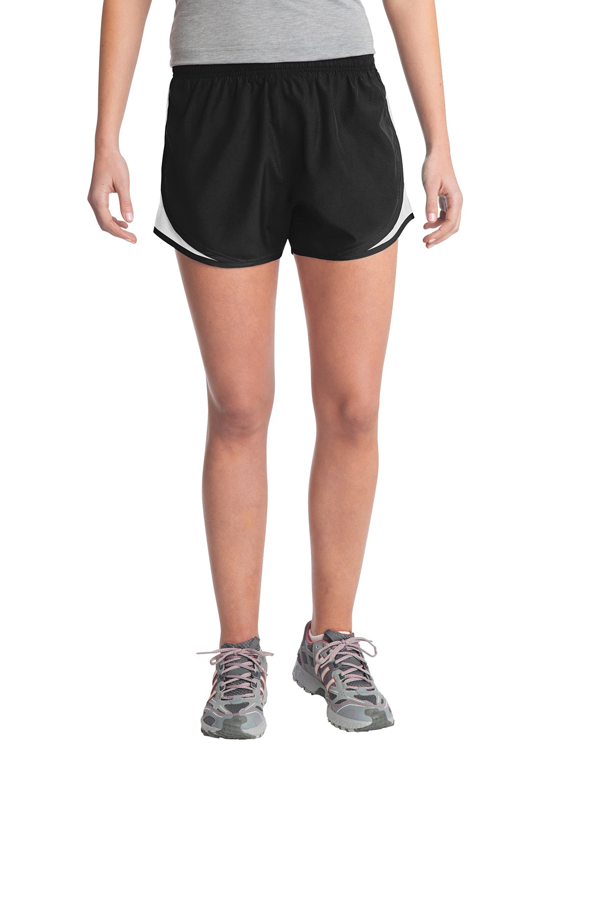 DRIEQUIP Ladies Moisture-Wicking Track & Field Running Shorts in Ladies Sizes: XS-4XL Women's DRI-EQUIP Black/White/Black X-Small