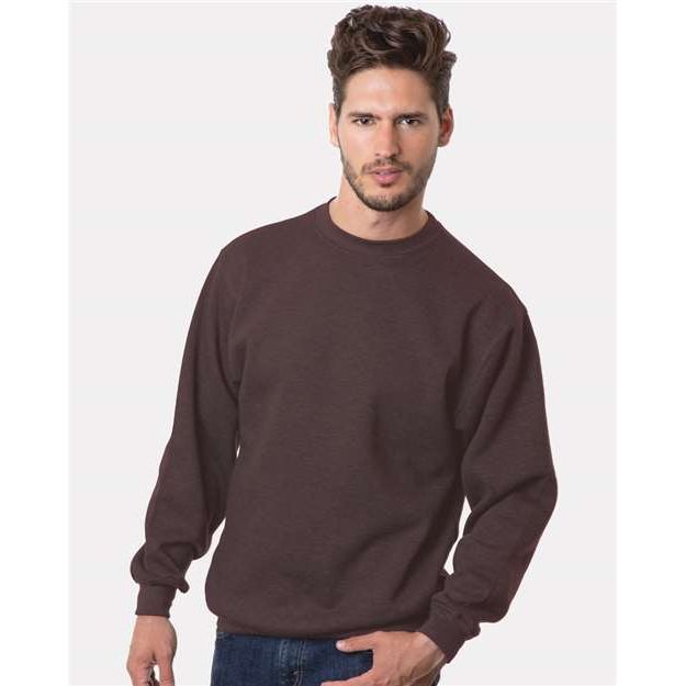 Bayside Unisex USA-Made Crewneck Sweatshirt - Chocolate - Bayside 1102 Bayside Chocolate S