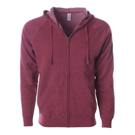 Independent Trading Co. Special Blend Raglan Full-Zip Hooded Sweatshirt - Independent Trading Co. PRM33SBZ Independent Trading Co. Crimson XS