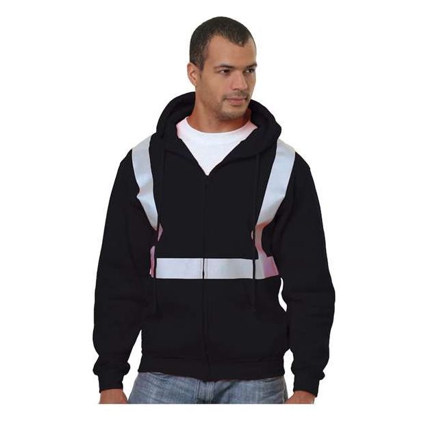Bayside Men's USA-Made Hi-Visibility Full-Zip Hooded Sweatshirt - Bayside 3790 Bayside Black S