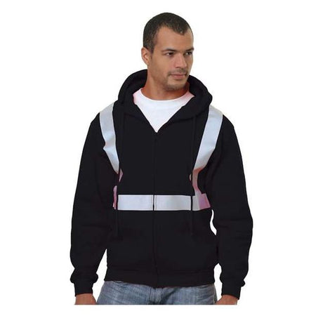 Bayside Men's USA-Made Hi-Visibility Full-Zip Hooded Sweatshirt - Bayside 3790 Bayside Black S