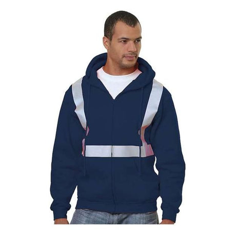 Bayside Men's USA-Made Hi-Visibility Full-Zip Hooded Sweatshirt - Bayside 3790 Bayside Navy S