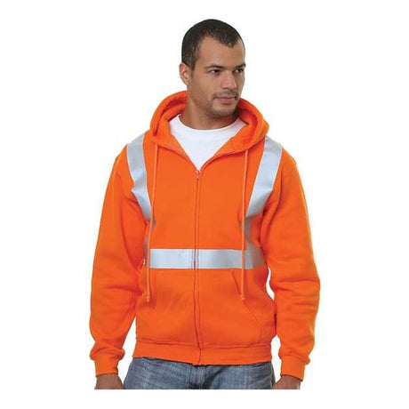 Bayside Men's USA-Made Hi-Visibility Full-Zip Hooded Sweatshirt - Bayside 3790 Bayside Bright Orange S