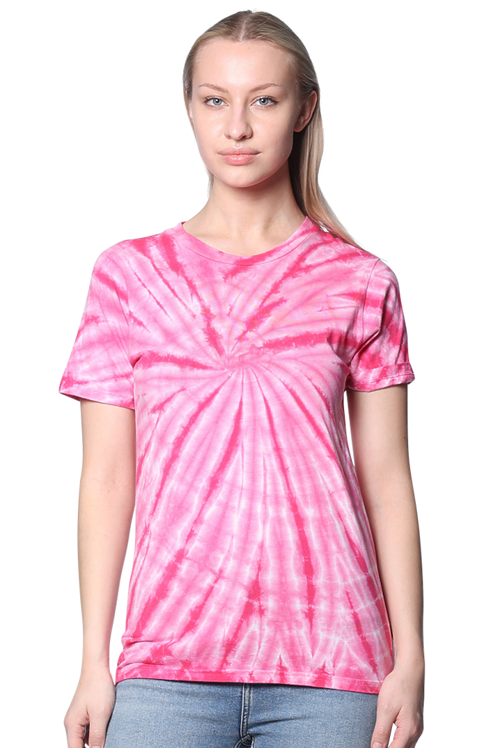 Royal Apparel 5551OSP Unisex Organic Spiral Tie Dye Tee - Flamingo