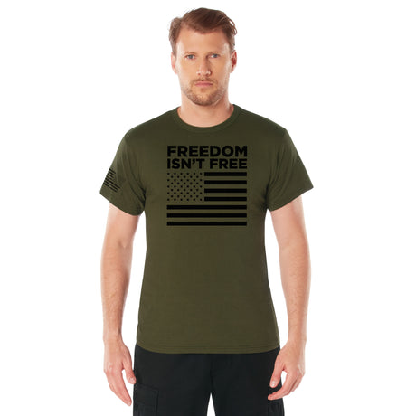 Rothco Freedom Isn't Free Flag T-Shirt  Olive Drab Size S