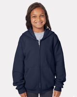 Hanes P480 Youth EcoSmart Full-Zip Hooded Sweatshirt
