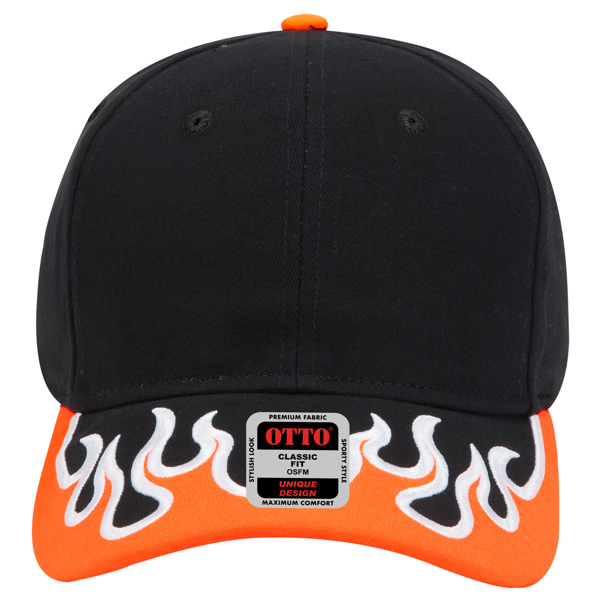 OTTO CAP 6 Panel Low Profile Baseball Cap OTTO 58-755 Otto Cap 030916C - Blk/N.Org/Wht OSFM - Adult