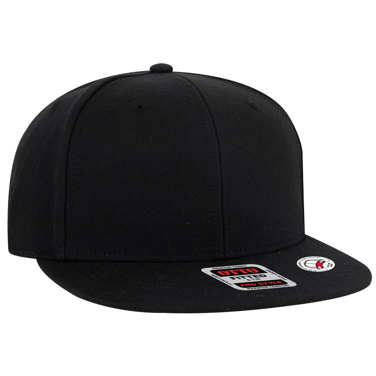 OTTO CAP “OTTO FIT” 6 Panel Pro Style Fitted Cap OTTO 5950-1 Otto Cap 003 - Black 7 3/8