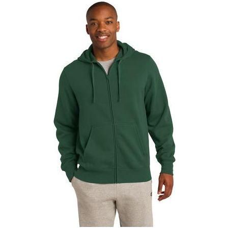 Mens Full-Zip Hooded Sweatshirt DRI-EQUIP Large Forest Green