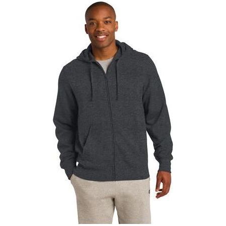 Mens Full-Zip Hooded Sweatshirt DRI-EQUIP Small Graphite Heather