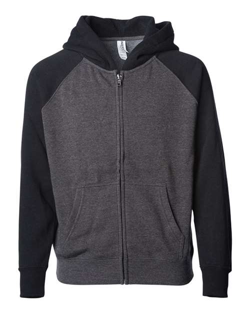 Independent Trading Co. Youth Lightweight Special Blend Raglan Zip Hood - Independent Trading Co. PRM15YSBZ