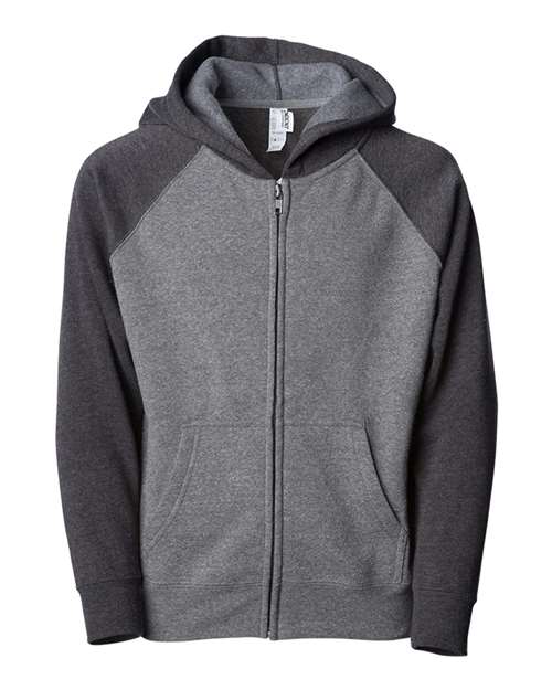 Independent Trading Co. Youth Lightweight Special Blend Raglan Zip Hood - Independent Trading Co. PRM15YSBZ