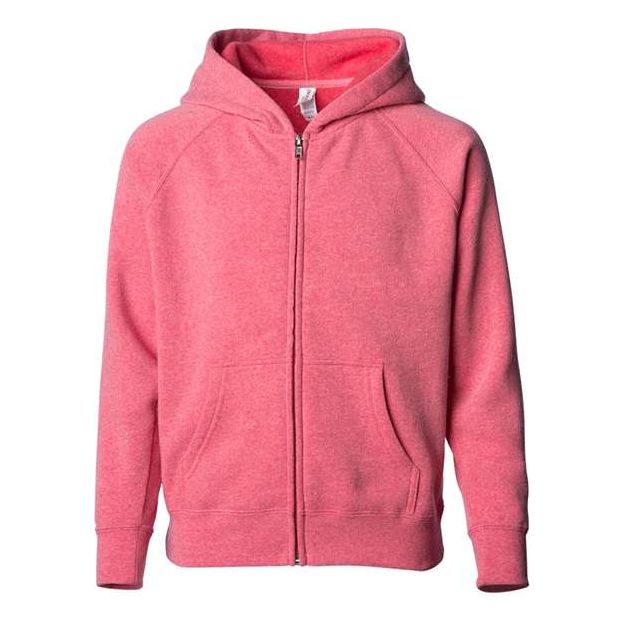 Independent Trading Co. Youth Lightweight Special Blend Raglan Zip Hood - Independent Trading Co. PRM15YSBZ Independent Trading Co. Pomegranate XS