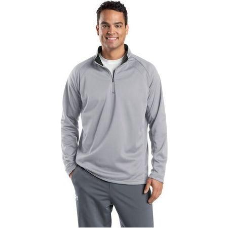 Mens Sport-Wick 1/4-Zip Fleece Pullover DRI-EQUIP Large Silver/Black