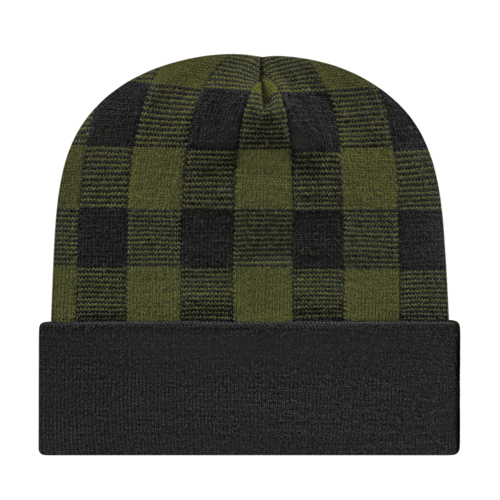 Cap America USA-Made Beanie RKP12 Plaid Knit Cap with Cuff
