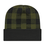 Cap America USA-Made Beanie RKP12 Plaid Knit Cap with Cuff