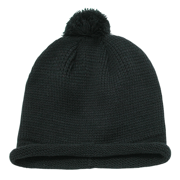 Decky Solid RollUp Beanie w/PomPom | Decky 611A