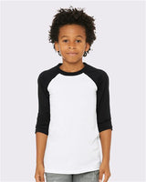 Bella + Canvas 3200Y Youth Three-Quarter Sleeve Baseball Tee