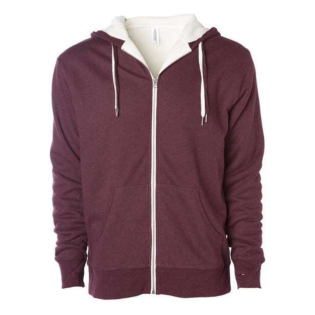 Independent Trading Co. Sherpa-Lined Hooded Sweatshirt - Independent Trading Co. EXP90SHZ Independent Trading Co. Burgundy Heather XS