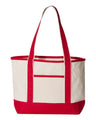 Q-Tees 20L Small Deluxe Tote - Q-Tees Q125800 Red SALE Q-Tees Natural/ Red One Size